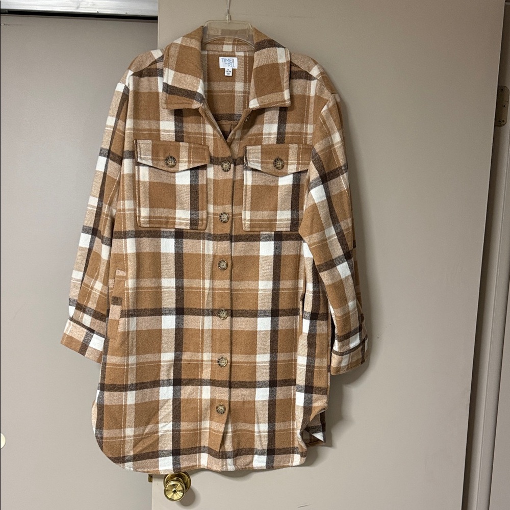 Time and Tru Brown Plaid Utility Jacket